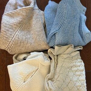 Zara teen girls sweater knit cardigan bundle  - Cream, beige , Blue